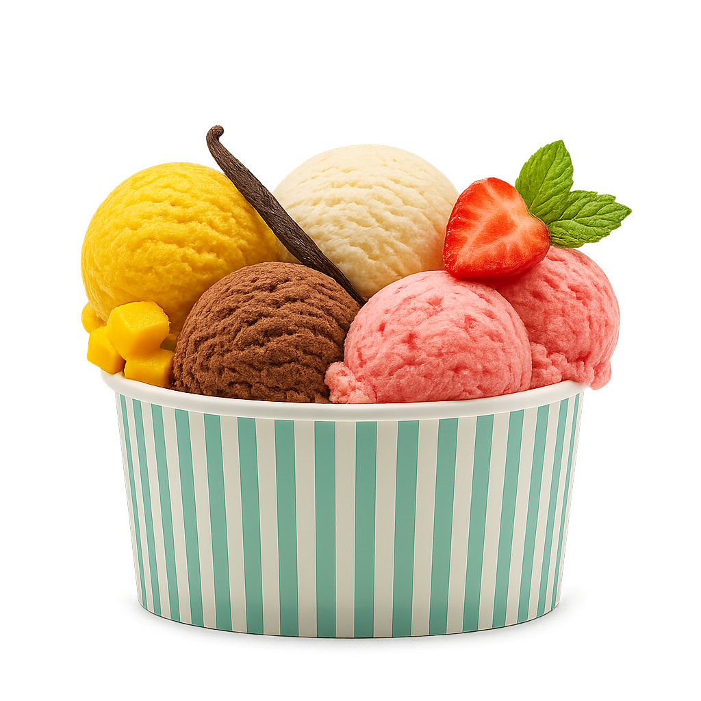 Pappbecher 450ml - 5 Eiskugeln