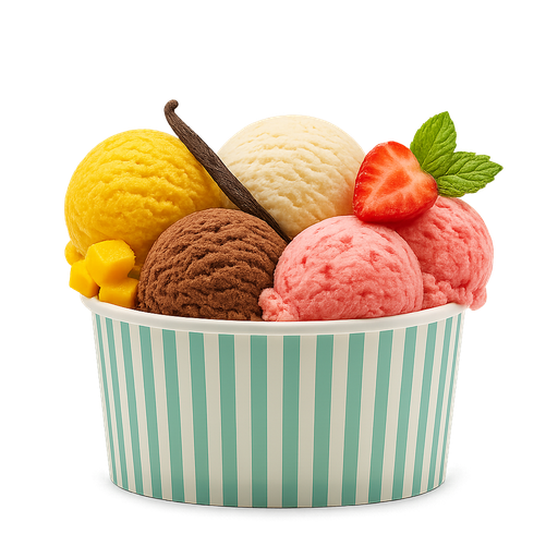 Pappbecher 450ml - 5 Eiskugeln