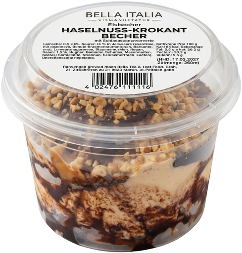 Haselnuss-Krokant-Becher Dessert